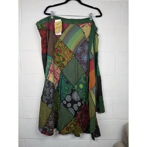 Agan Traders Patchwork Wrapper Skirt NWT S M Boho Festival Nepal